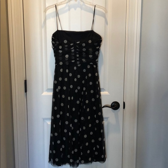 Black dress with polka dots and tulle overlay - Picture 2 of 4